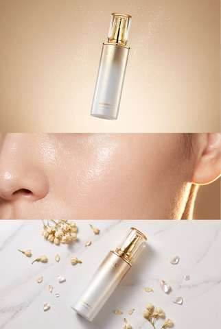 Skincare bottle application scenes